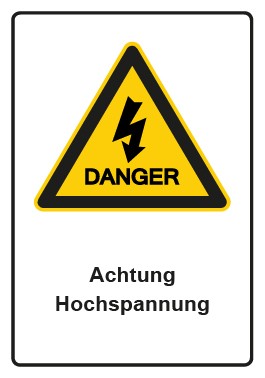 Aufkleber Warnzeichen Piktogramm & Text deutsch · Hinweiszeichen Achtung Hochspannung