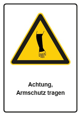Magnetschild Warnzeichen Piktogramm & Text deutsch · Hinweiszeichen Achtung, Armschutz tragen
