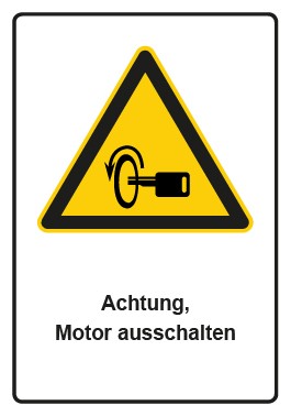 Aufkleber Warnzeichen Piktogramm & Text deutsch · Hinweiszeichen Achtung, Motor ausschalten