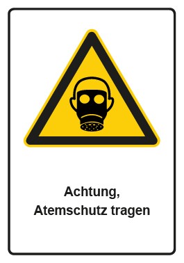 Schild Warnzeichen Piktogramm & Text deutsch · Hinweiszeichen Achtung, Atemschutz tragen | selbstklebend