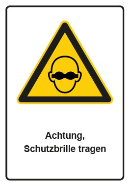 Aufkleber Warnzeichen Piktogramm & Text deutsch · Hinweiszeichen Achtung, Schutzbrille tragen | stark haftend