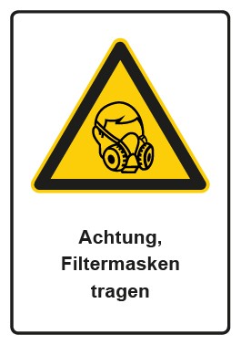 Magnetschild Warnzeichen Piktogramm & Text deutsch · Hinweiszeichen Achtung, Filtermasken tragen