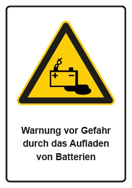Aufkleber Warnzeichen Piktogramm & Text deutsch · Warnung vor Gefahr durch das Aufladen von Batterien | stark haftend