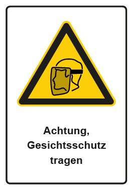 Schild Warnzeichen Piktogramm & Text deutsch · Hinweiszeichen Achtung, Gesichtsschutz tragen