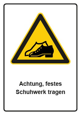 Aufkleber Warnzeichen Piktogramm & Text deutsch · Hinweiszeichen Achtung, festes Schuhwerk tragen