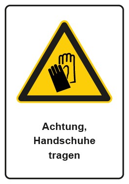 Aufkleber Warnzeichen Piktogramm & Text deutsch · Hinweiszeichen Achtung, Handschuhe tragen