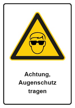Magnetschild Warnzeichen Piktogramm & Text deutsch · Hinweiszeichen Achtung, Augenschutz tragen