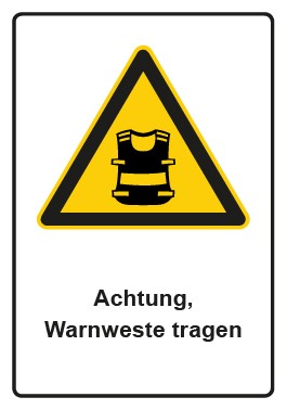 Schild Warnzeichen Piktogramm & Text deutsch · Hinweiszeichen Achtung, Warnweste tragen | selbstklebend