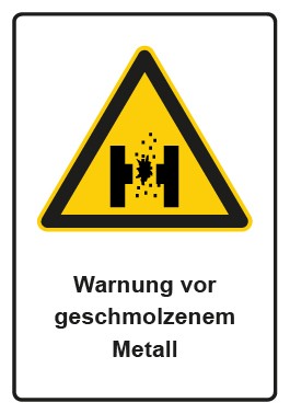 Schild Warnzeichen Piktogramm & Text deutsch · Warnung vor geschmolzenem Metall