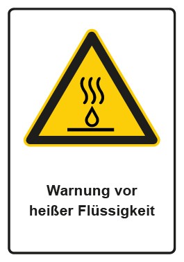 Schild Warnzeichen Piktogramm & Text deutsch · Warnung vor heißer Flüssigkeit