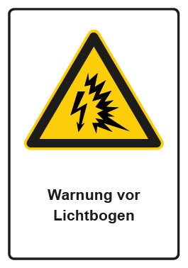 Schild Warnzeichen Piktogramm & Text deutsch · Warnung vor Lichtbogen | selbstklebend