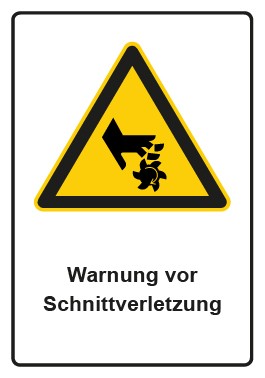Schild Warnzeichen Piktogramm & Text deutsch · Warnung vor Schnittverletzung