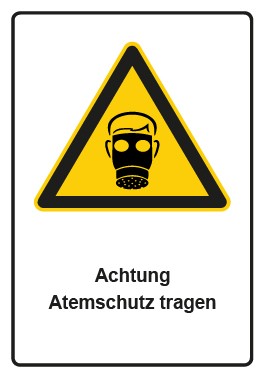 Magnetschild Warnzeichen Piktogramm & Text deutsch · Hinweiszeichen Achtung Atemschutz tragen