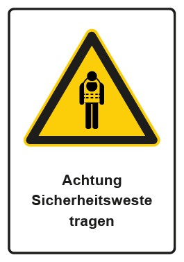 Aufkleber Warnzeichen Piktogramm & Text deutsch · Hinweiszeichen Achtung Sicherheitsweste tragen