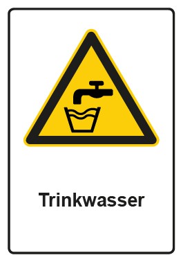 Aufkleber Warnzeichen Piktogramm & Text deutsch · Hinweiszeichen Trinkwasser