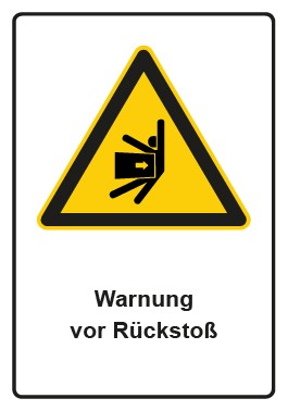 Aufkleber Warnzeichen Piktogramm & Text deutsch · Warnung vor Rückstoß