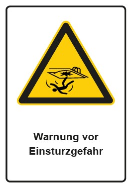 Aufkleber Warnzeichen Piktogramm & Text deutsch · Warnung vor Einsturzgefahr