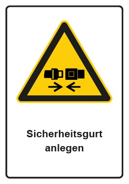 Magnetschild Warnzeichen Piktogramm & Text deutsch · Hinweiszeichen Sicherheitsgurt anlegen