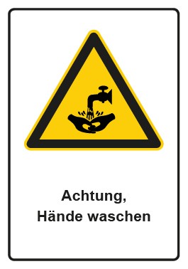 Aufkleber Warnzeichen Piktogramm & Text deutsch · Hinweiszeichen Hinweiszeichen Achtung, Hände waschen | stark haftend
