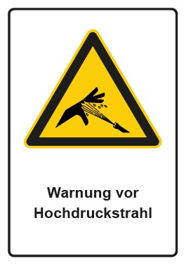 Schild Warnzeichen Piktogramm & Text deutsch · Warnung vor Hochdruckstrahl | selbstklebend