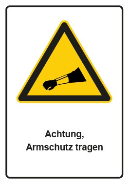 Aufkleber Warnzeichen Piktogramm & Text deutsch · Hinweiszeichen Achtung, Armschutz tragen