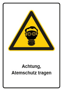 Aufkleber Warnzeichen Piktogramm & Text deutsch · Hinweiszeichen Achtung, Atemschutz tragen | stark haftend