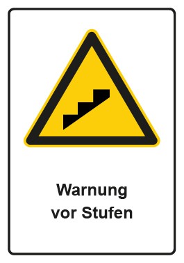 Aufkleber Warnzeichen Piktogramm & Text deutsch · Warnung vor Stufen