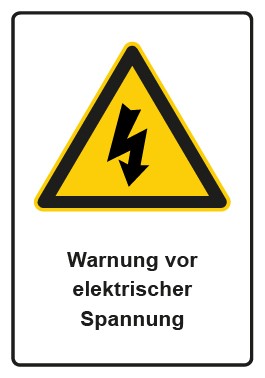 Aufkleber Warnzeichen Piktogramm & Text deutsch · Warnung vor elektrischer Spannung | stark haftend