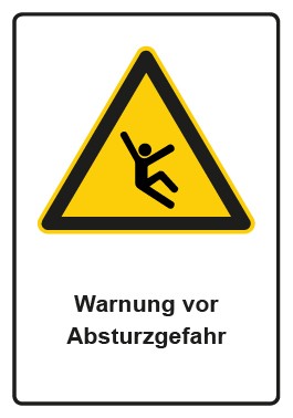Aufkleber Warnzeichen Piktogramm & Text deutsch · Warnung vor Absturzgefahr | stark haftend