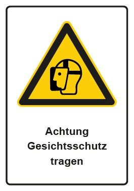 Magnetschild Warnzeichen Piktogramm & Text deutsch · Hinweiszeichen Achtung Gesichtsschutz tragen