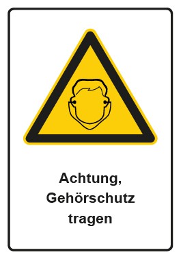 Schild Warnzeichen Piktogramm & Text deutsch · Hinweiszeichen Achtung, Gehörschutz tragen