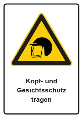 Schild Warnzeichen Piktogramm & Text deutsch · Hinweiszeichen Kopf- und Gesichtsschutz tragen | selbstklebend