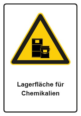 Magnetschild Warnzeichen Piktogramm & Text deutsch · Hinweiszeichen Lagerfläche für Chemikalien