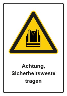 Magnetschild Warnzeichen Piktogramm & Text deutsch · Hinweiszeichen Achtung, Sicherheitsweste tragen