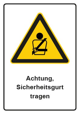 Schild Warnzeichen Piktogramm & Text deutsch · Hinweiszeichen Achtung, Sicherheitsgurt tragen