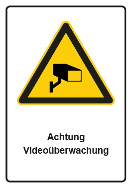 Magnetschild Warnzeichen Piktogramm & Text deutsch · Hinweiszeichen Achtung Videoüberwachung