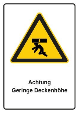 Aufkleber Warnzeichen Piktogramm & Text deutsch · Hinweiszeichen Geringe Deckenhöhe