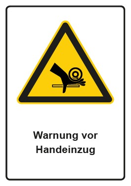 Aufkleber Warnzeichen Piktogramm & Text deutsch · Warnung vor Handeinzug | stark haftend