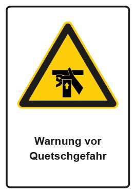 Magnetschild Warnzeichen Piktogramm & Text deutsch · Warnung vor Quetschgefahr