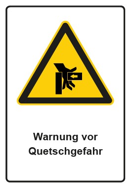 Magnetschild Warnzeichen Piktogramm & Text deutsch · Warnung vor Quetschgefahr