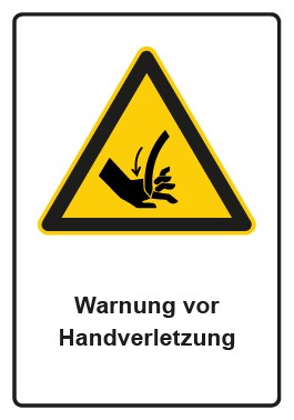 Aufkleber Warnzeichen Piktogramm & Text deutsch · Warnung vor Handverletzung | stark haftend