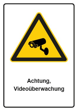 Schild Warnzeichen Piktogramm & Text deutsch · Hinweiszeichen Achtung, Videoüberwachung | selbstklebend