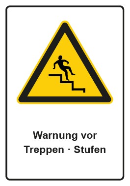Schild Warnzeichen Piktogramm & Text deutsch · Warnung vor Treppen · Stufen