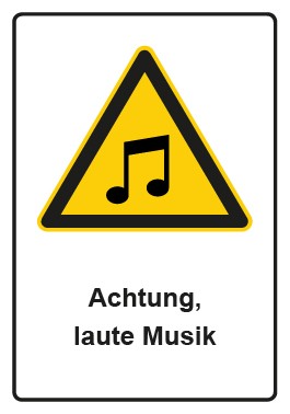 Magnetschild Warnzeichen Piktogramm & Text deutsch · Hinweiszeichen Achtung, laute Musik
