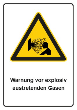 Schild Warnzeichen Piktogramm & Text deutsch · Warnung vor explosiv austretenden Gasen