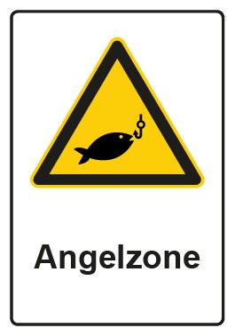 Schild Warnzeichen Piktogramm & Text deutsch · Hinweiszeichen Achtung, Angelzone