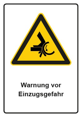 Magnetschild Warnzeichen Piktogramm & Text deutsch · Warnung vor Einzugsgefahr