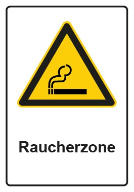 Aufkleber Warnzeichen Piktogramm & Text deutsch · Hinweiszeichen Raucherzone | stark haftend