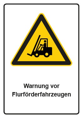Aufkleber Warnzeichen Piktogramm & Text deutsch · Warnung vor Flurförderfahrzeugen | stark haftend