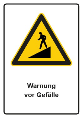 Aufkleber Warnzeichen Piktogramm & Text deutsch · Warnung vor Gefälle | stark haftend